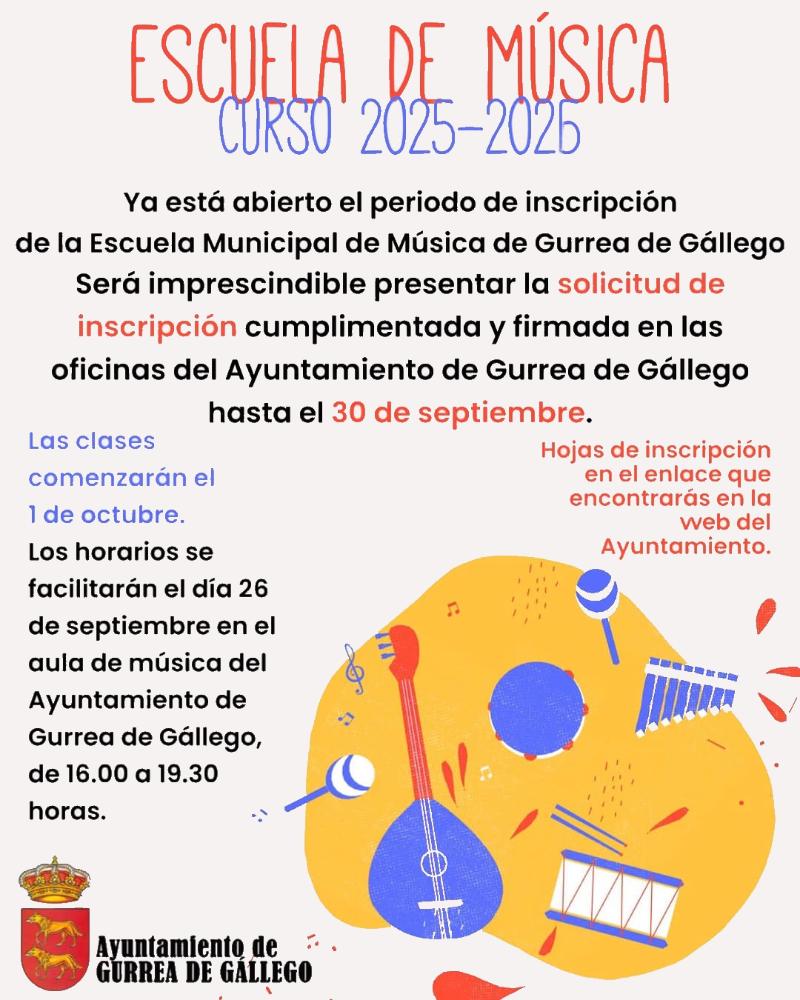 Imagen ESCUELA DE MÚSICA: abierto el plazo de inscripción