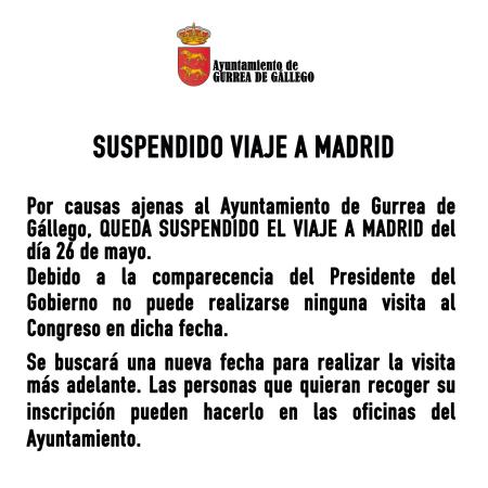 Imagen Suspendido el viaje a Madrid
