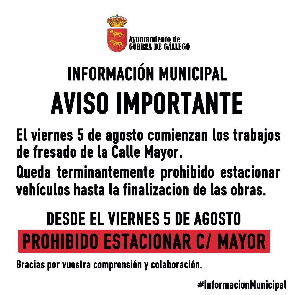 Imagen Prohibido estacionar en la Calle Mayor desde el viernes 5 de agosto.